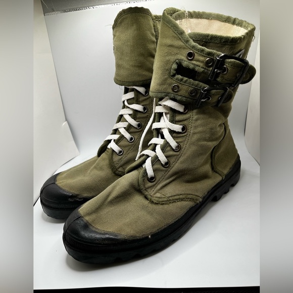 Vintage Wissart Military Canvas Gaiter Double Buckle Army Boot Size 43 - Picture 5 of 16